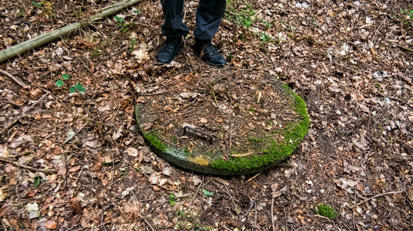 Mossy hatch opens on a hidden WW2 position
