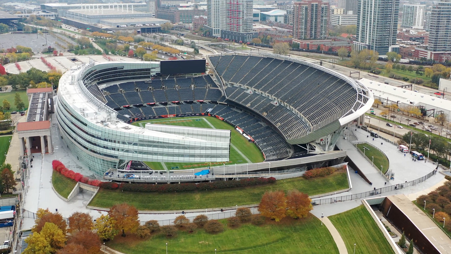 Gridiron legends: Stadiums in Chicago, Miami, Denver & Houston | DroneTV