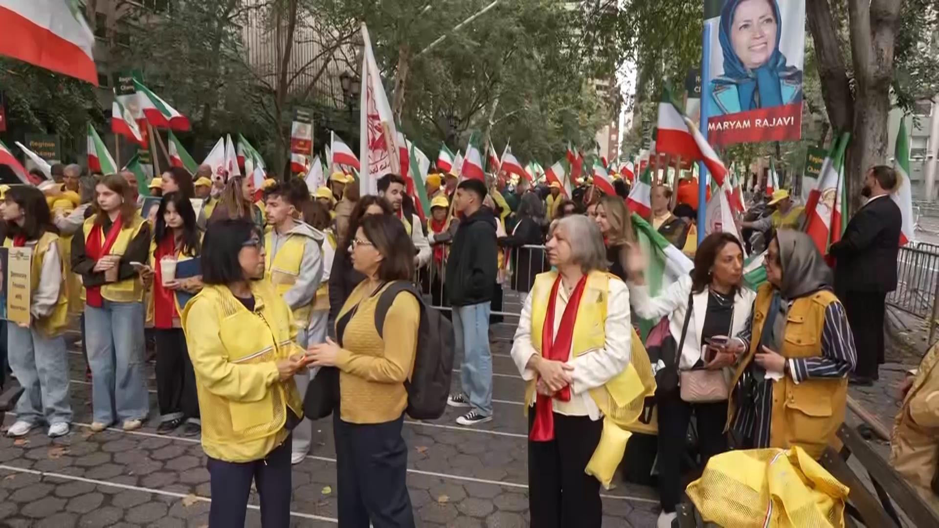 Iranian opposition supporters rally in New York during UNGA