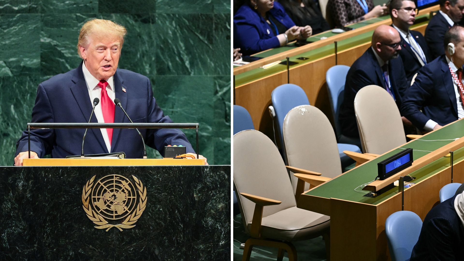 Trump threatens to &laquo;annihilate&raquo; Islamic Republic and says Cuba &laquo;will fall&raquo; as Iranian and Cuban delegates walk out at UN