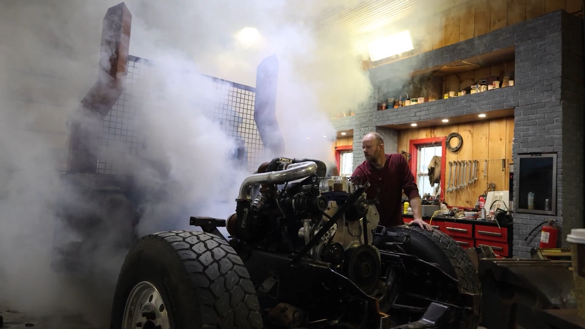 The first start of a DT466 with compound turbos