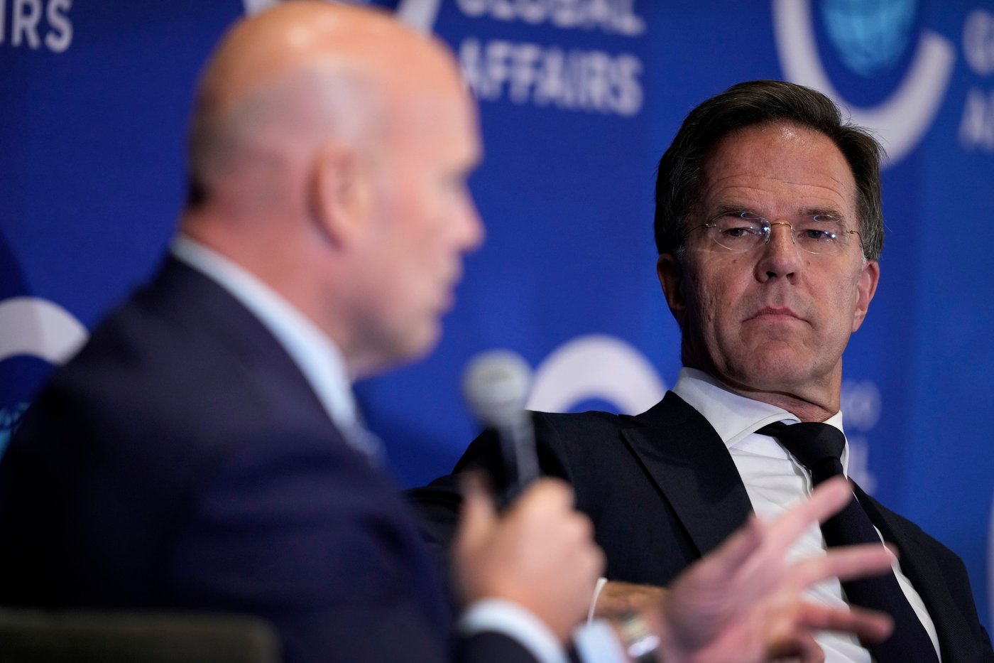 NATO Secretary General Mark Rutte speaking at a press conference.