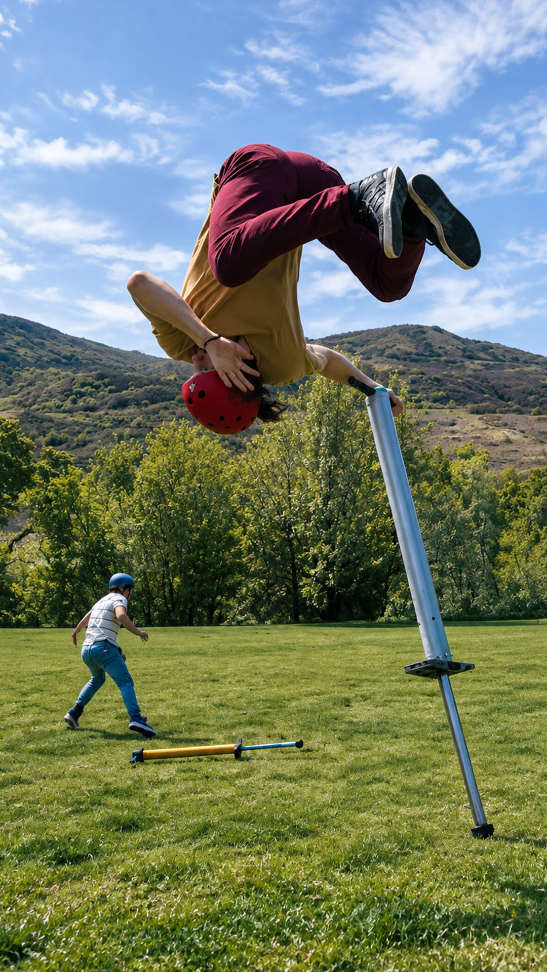 He goes for the flip and loses control