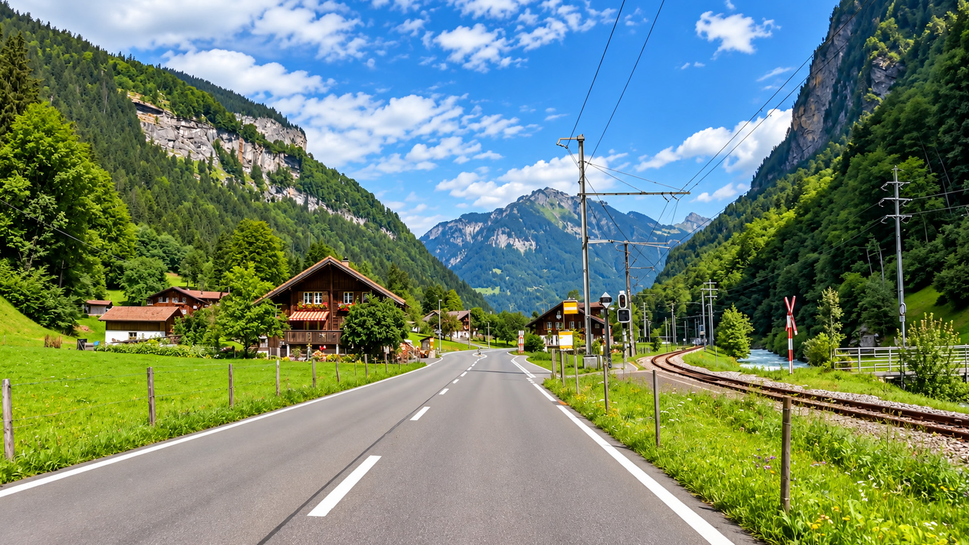 Scenic Swiss Alps drive Lauterbrunnen to Grindelwald (4K)