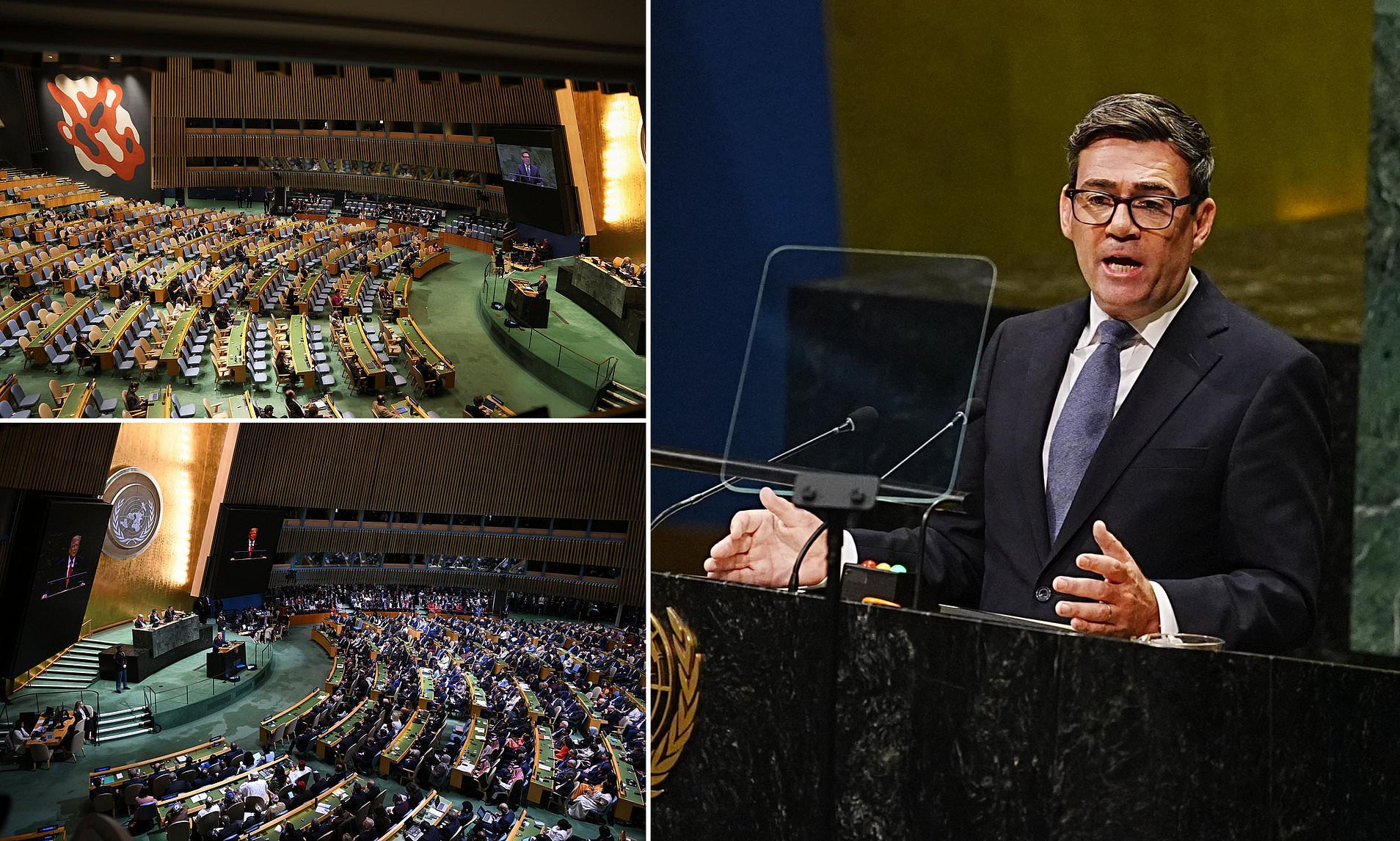 Andy Burnham gives his big speech to sparse UN chamber in New York as ...