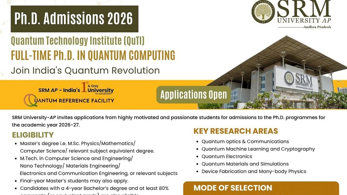 SRM University AP PhD admissions 2026: Applications open for quantum ...