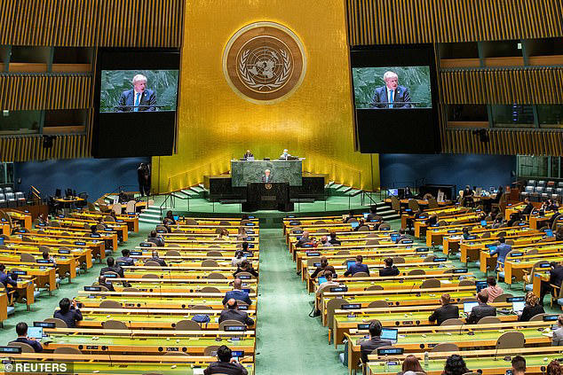 Andy Burnham gives his big speech to sparse UN chamber in New York as ...