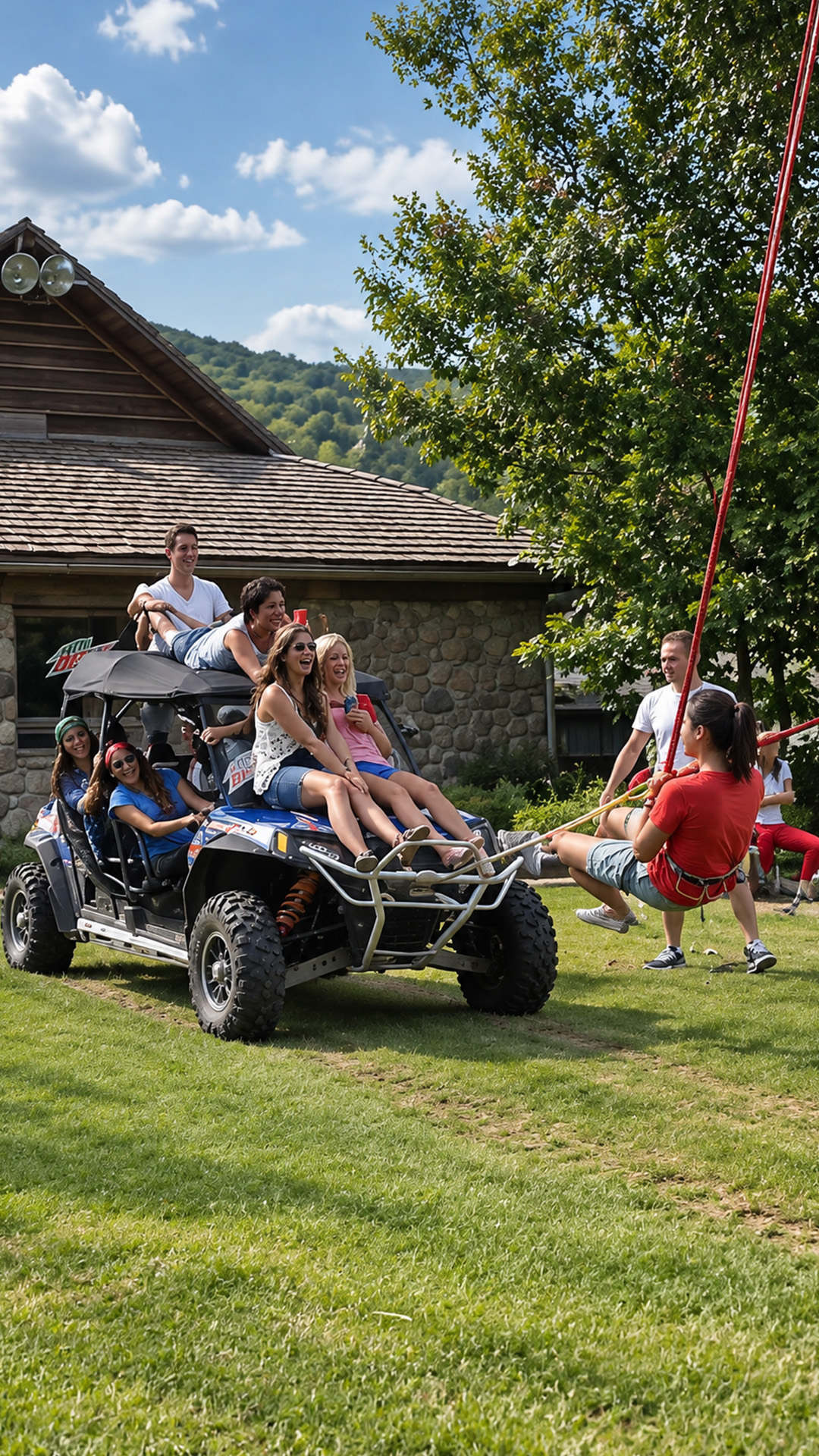 This human slingshot sends riders flying across the field