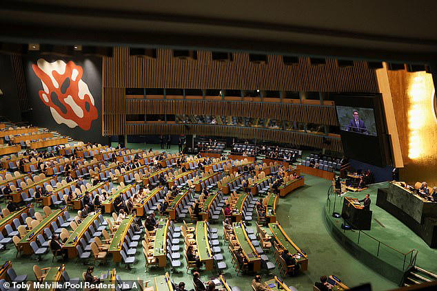 Andy Burnham gives his big speech to sparse UN chamber in New York as ...
