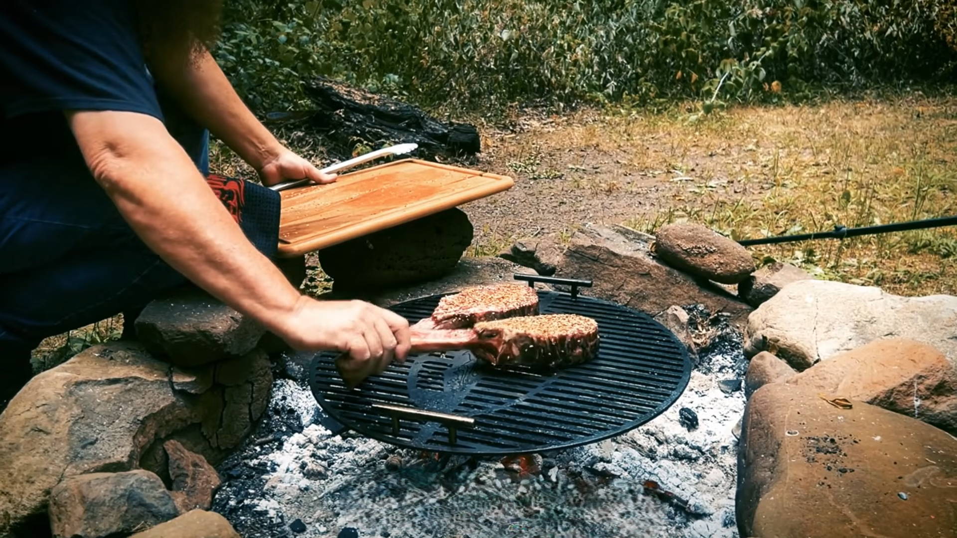 They put a massive tomahawk steak over an open fire then waited for the ...