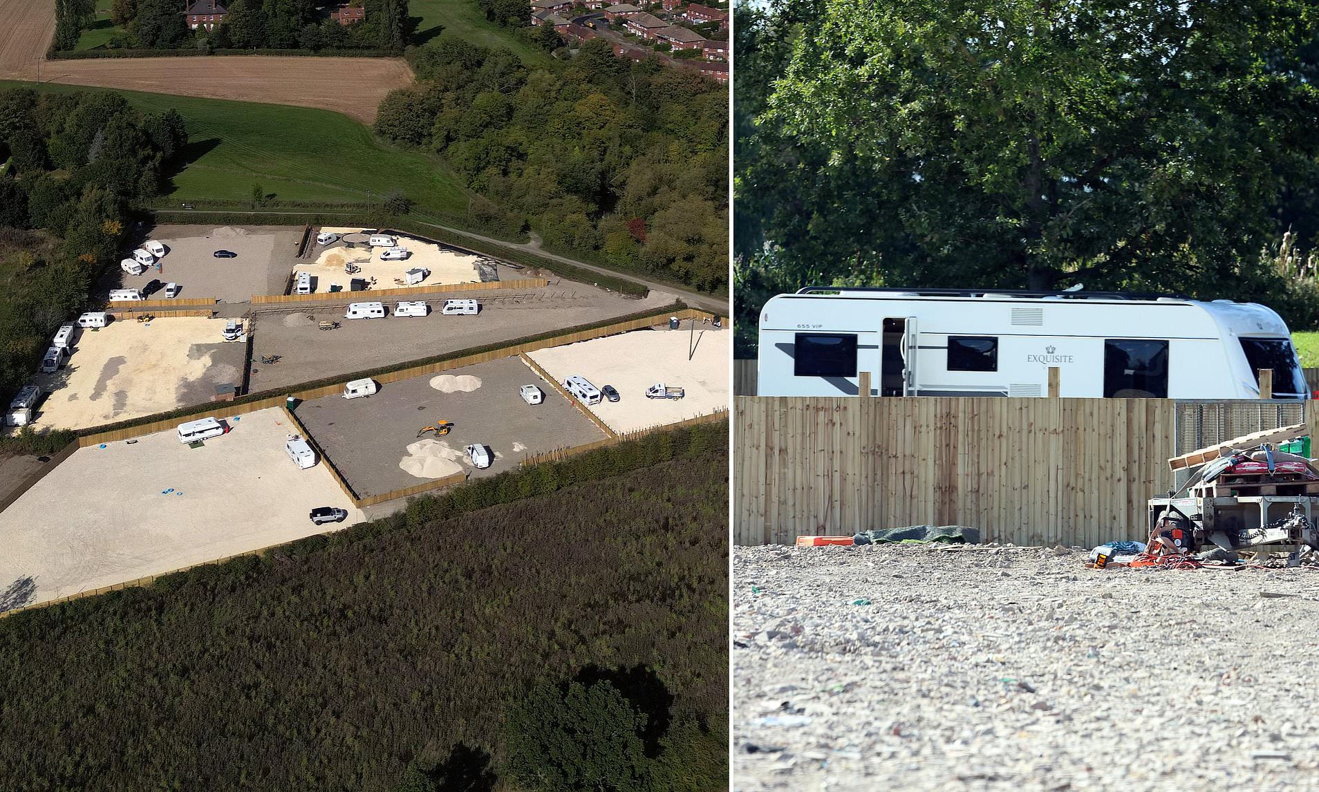 Travellers build illegal camp in just 48 hours as their 'military invasion' moves in