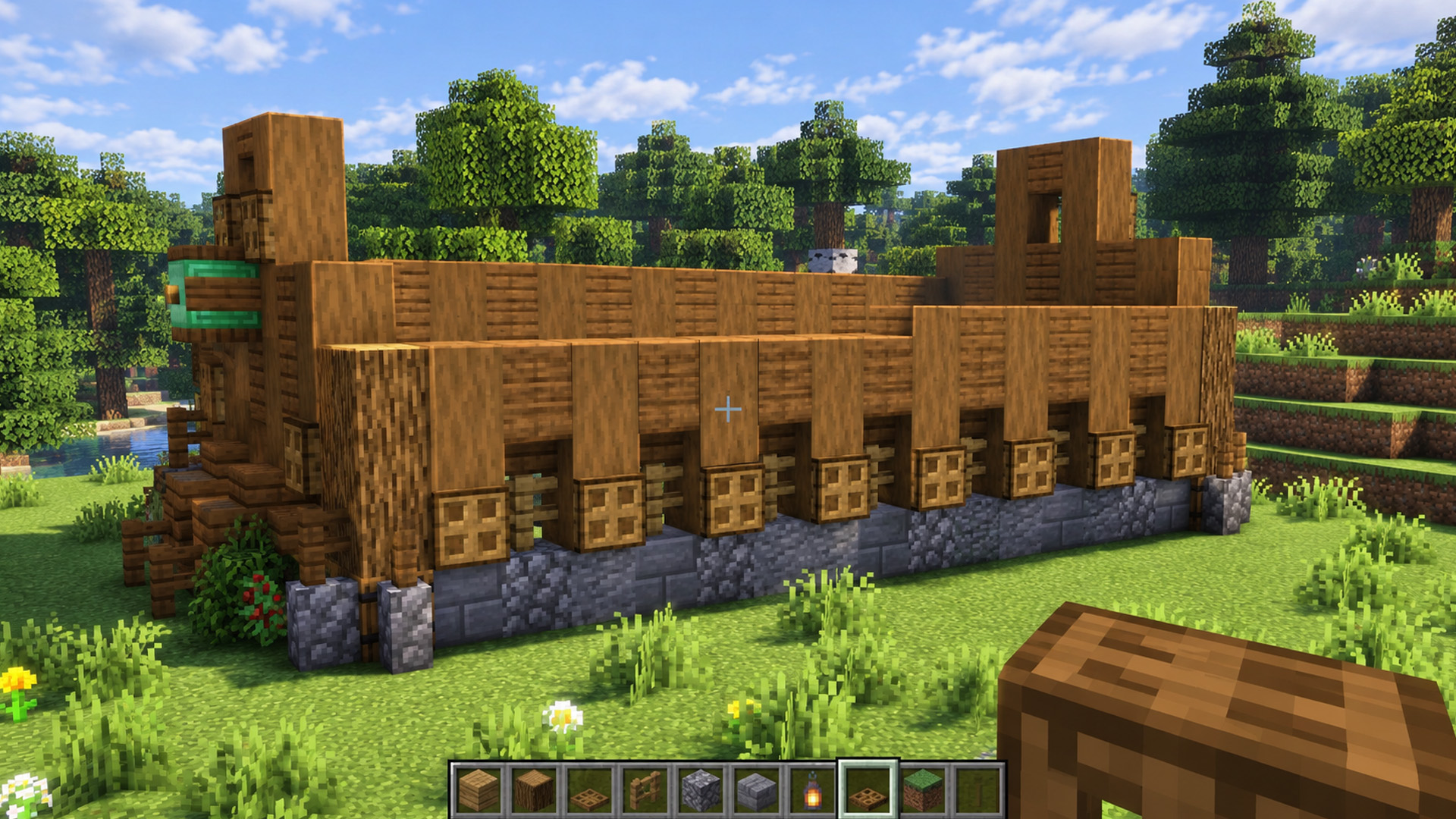 Build this villager trading hall in Minecraft
