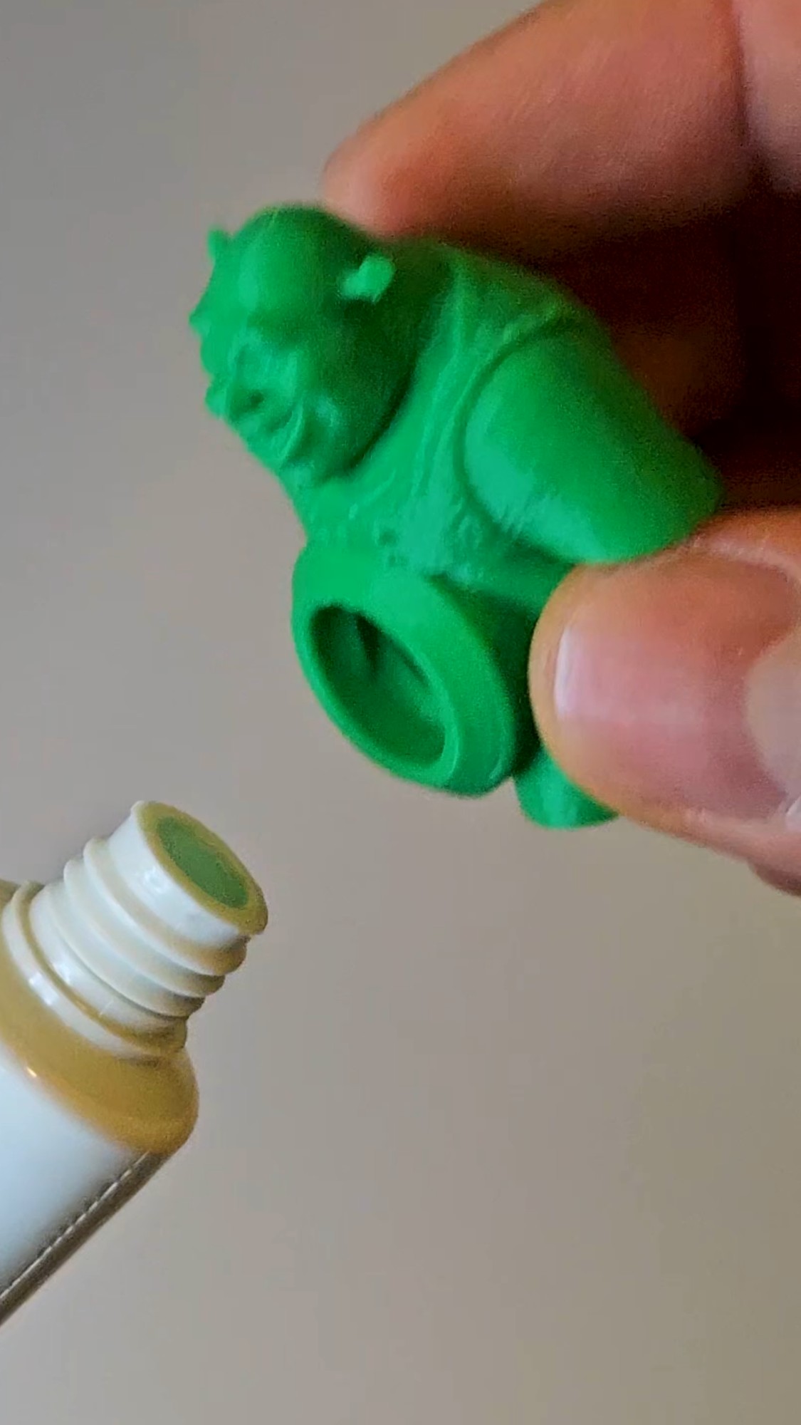 Fun 3D printed Shrek toothpaste cap with creative design