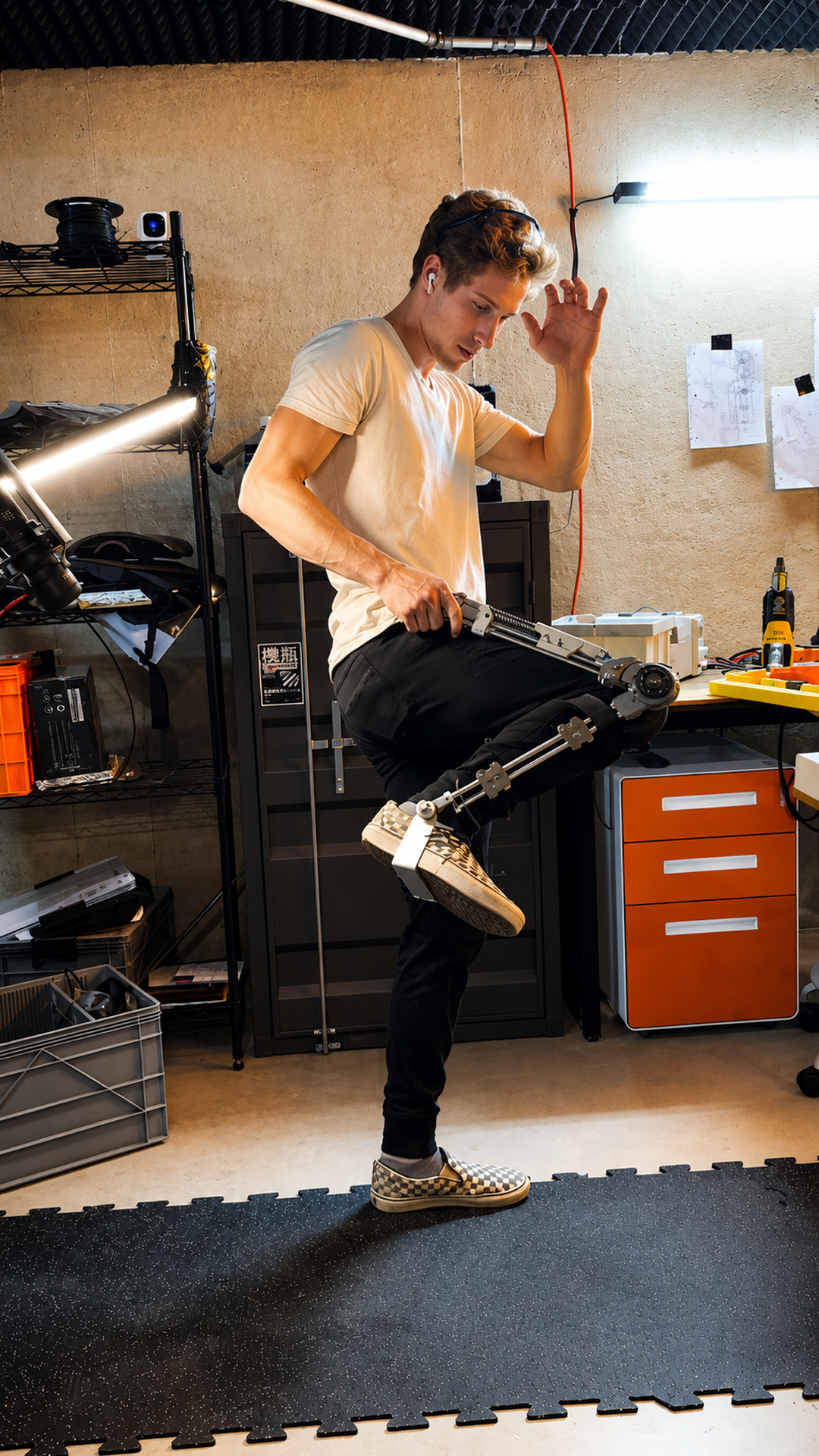 Wearable exoskeleton leg passes its first workshop movement test