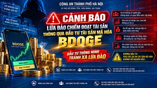Công an Hà Nội cảnh báo lừa đảo đầu tư tài sản mã hóa BDOGE