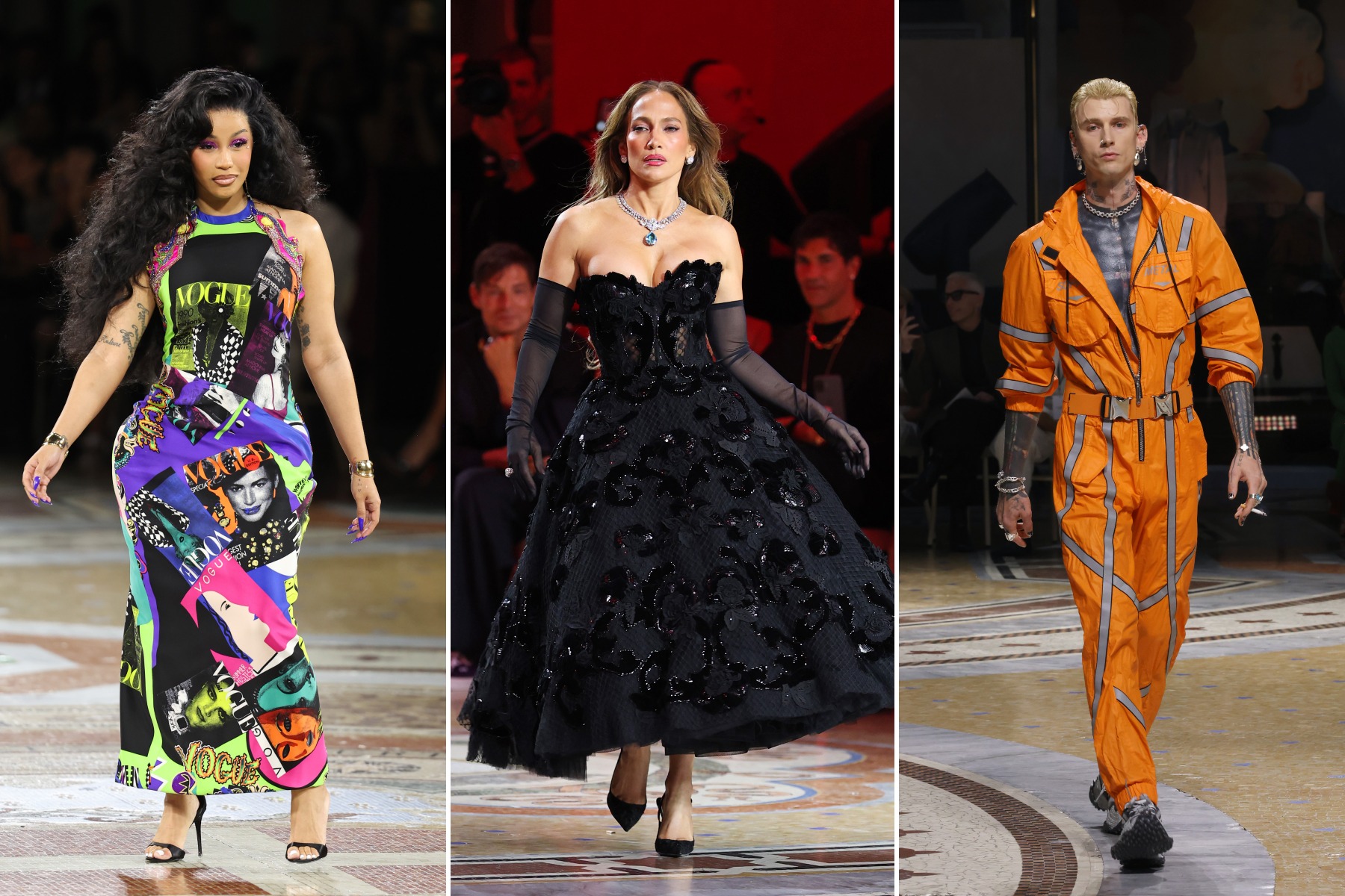 Cardi B, Jennifer Lopez, MGK model for Vogue at Milan Fashion Week