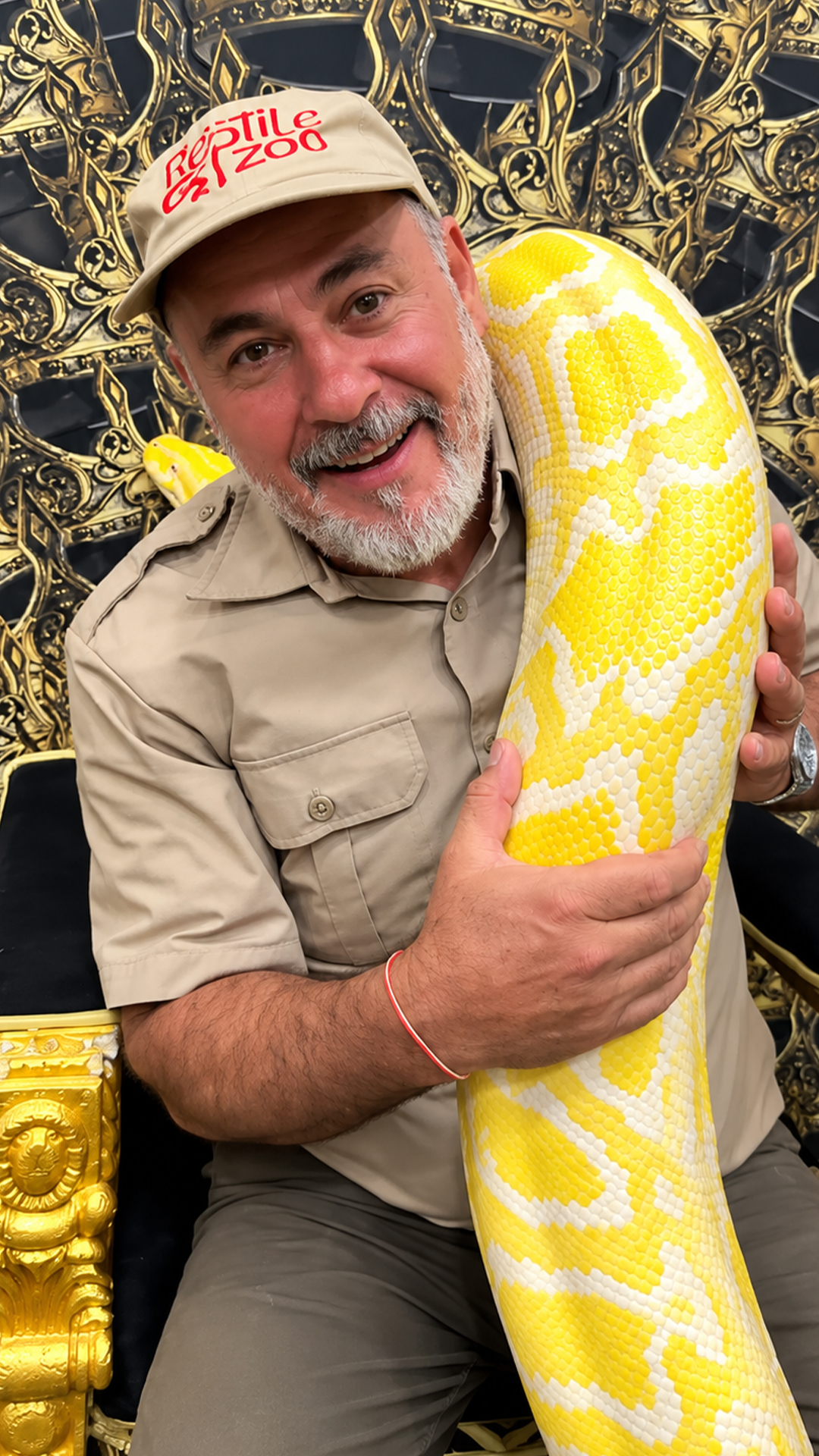 Giant albino Burmese python takes over the throne