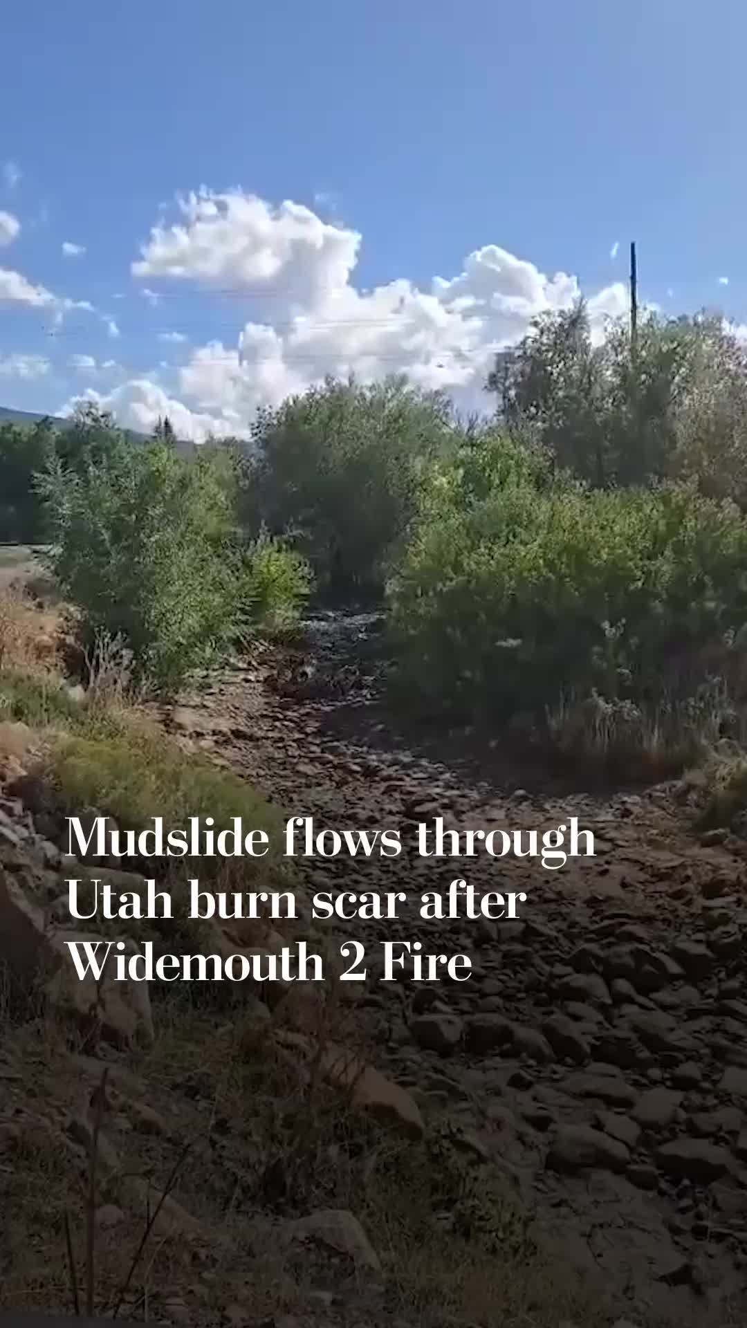 Mudslide flows through Utah burn scar after Widemouth 2 fire