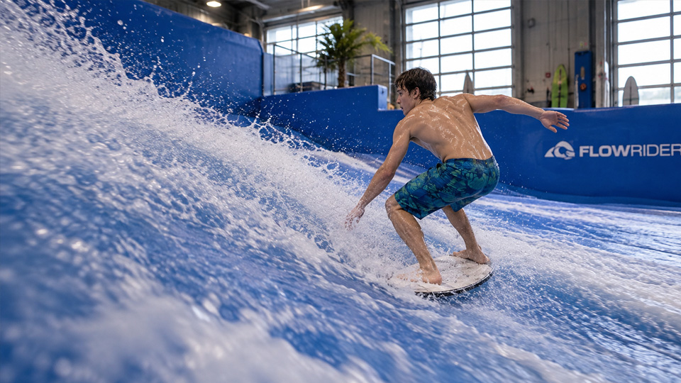 Surf indoor en ola artificial se ve increíble en 4K