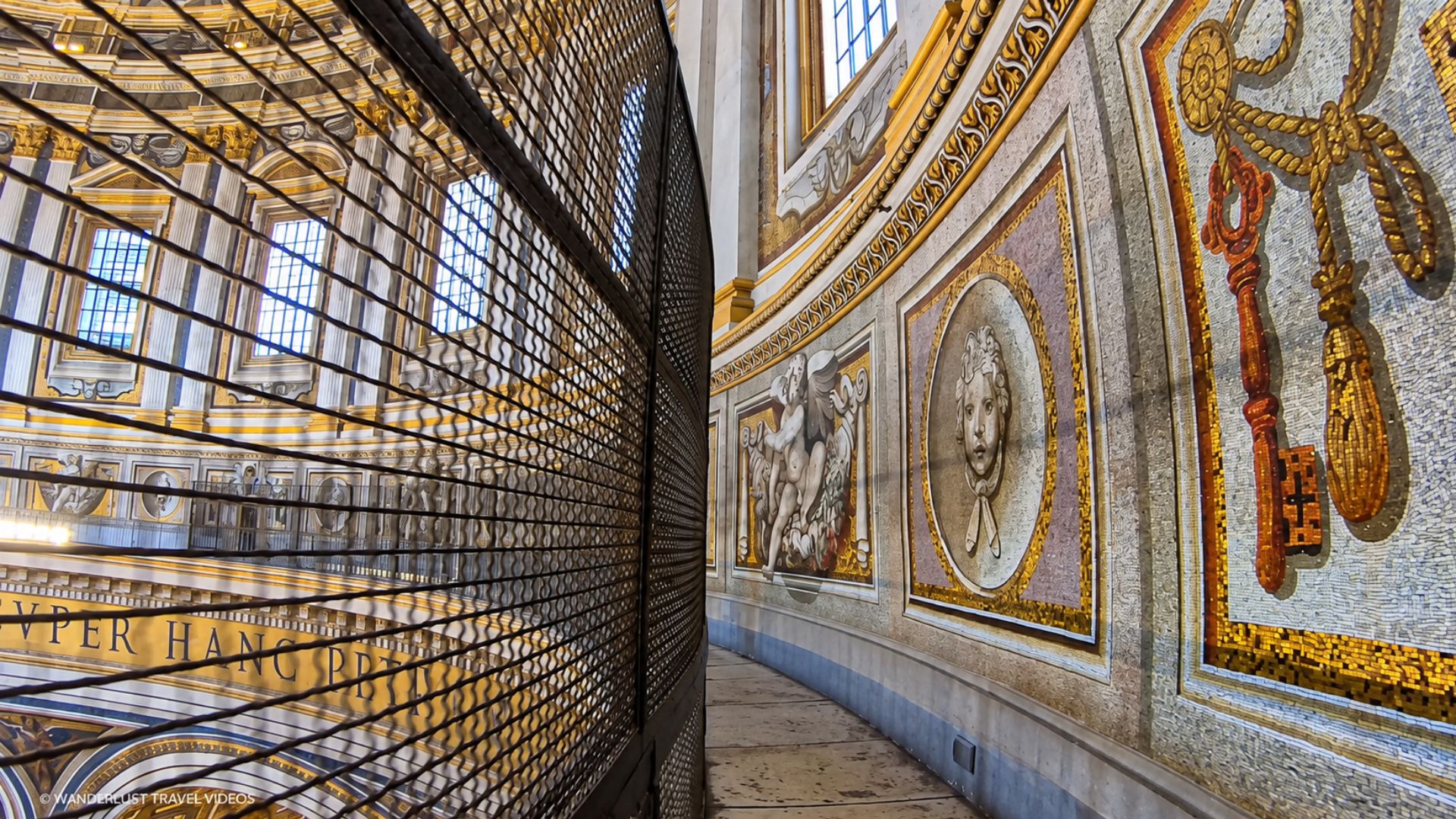 Golden mosaics and papal symbols inside Saint Peter’s Basilica (4K)