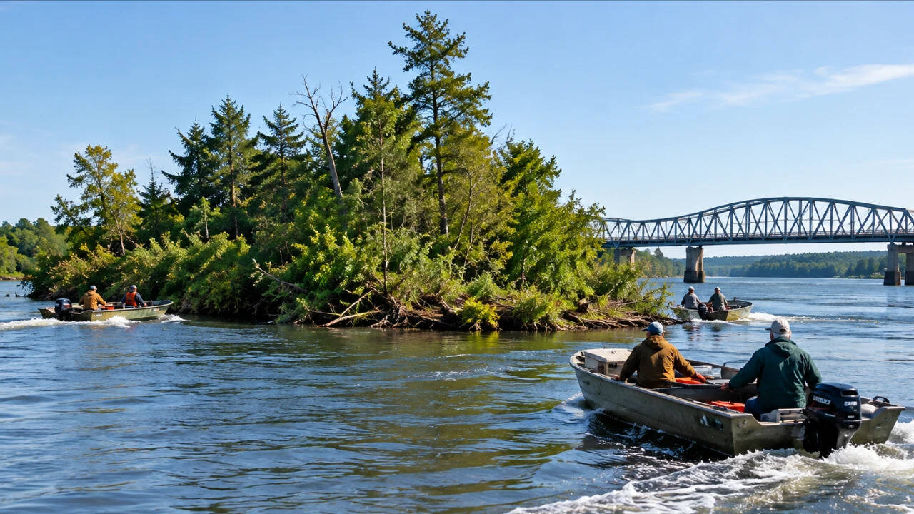 Forty Acre Bog: Floating forest drifts toward bridge; locals nudge it ...