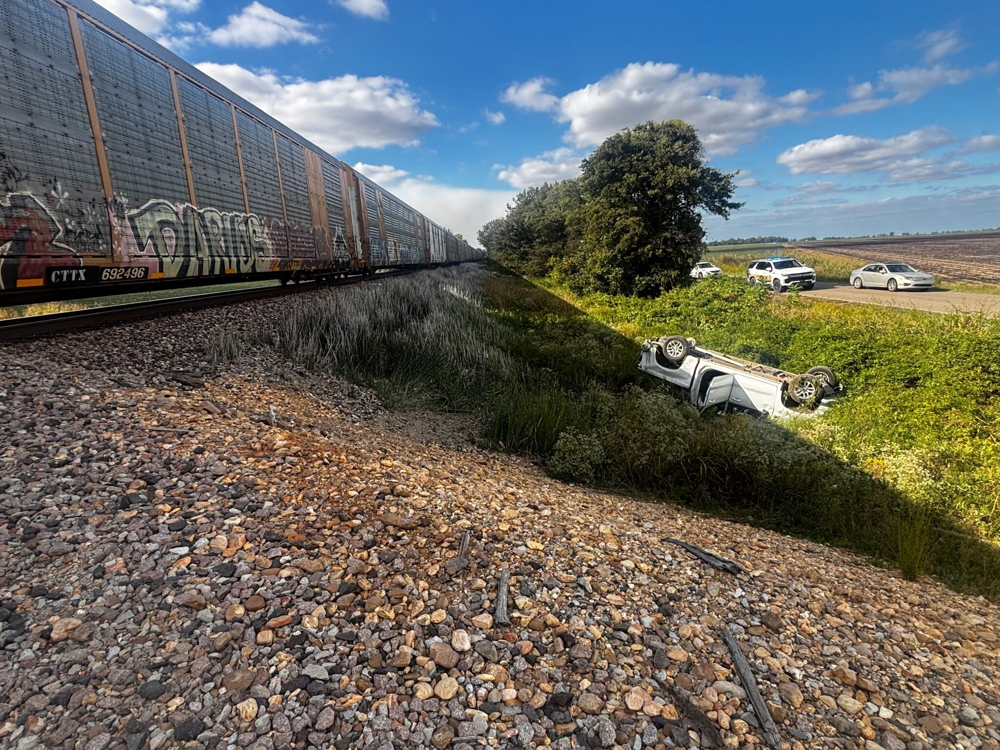 Helicopter responds to crash involving pickup truck, train near County ...
