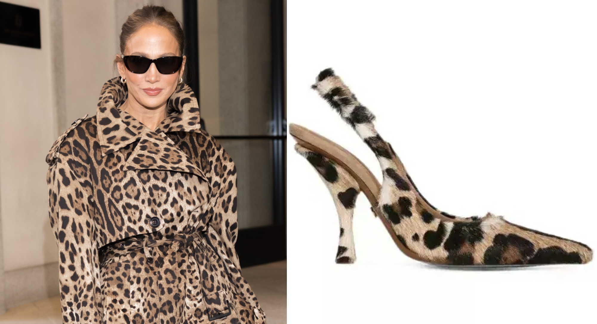 Jennifer Lopez models DG leopard pumps at Milan Fashion Week