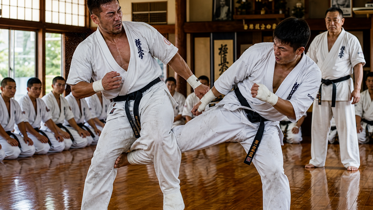 Kyokushin karate gauntlet left black belt gasping for air in relentless ...