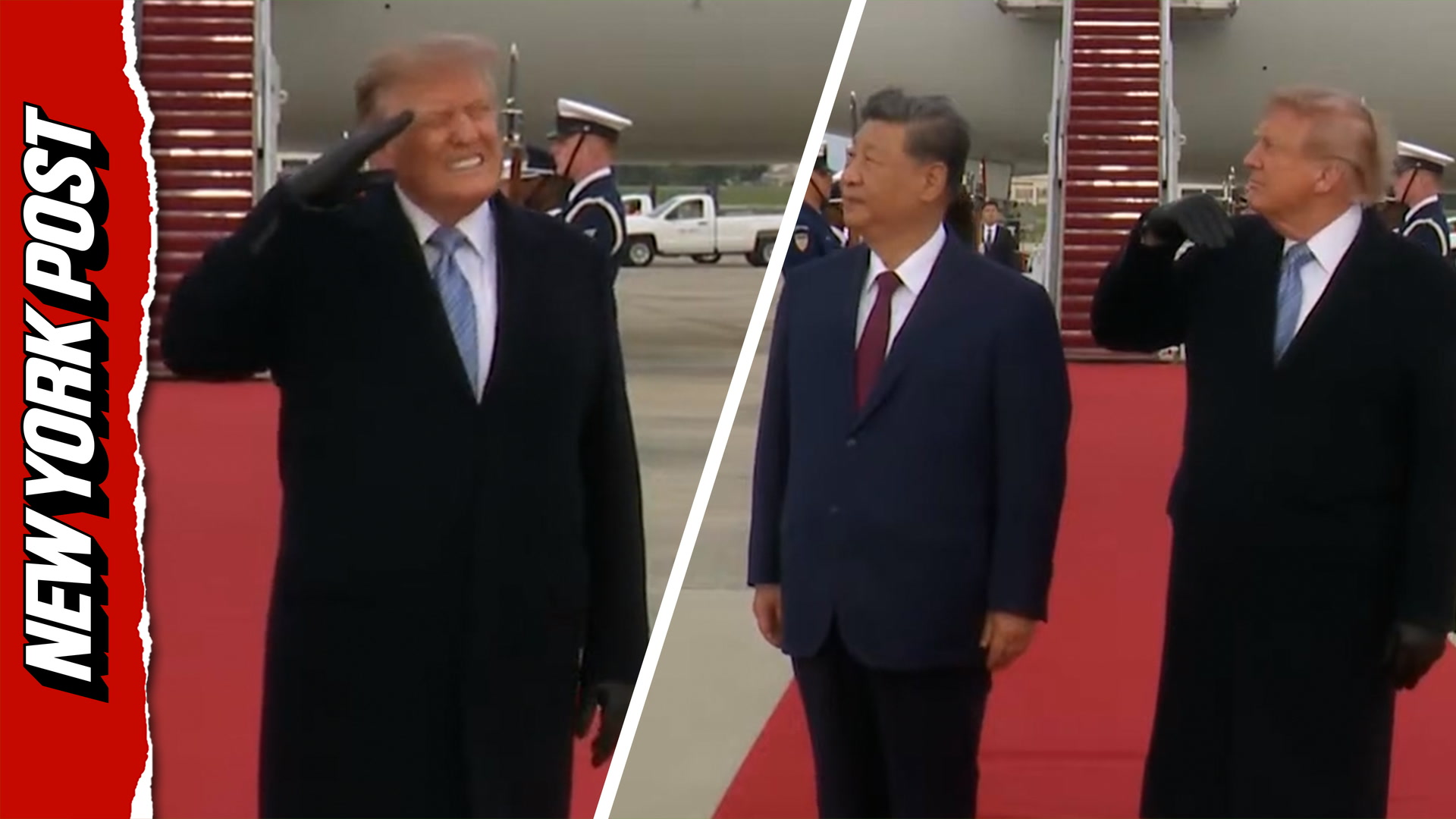 Watch Trump's priceless reaction during Xi's welcome military jet flyover