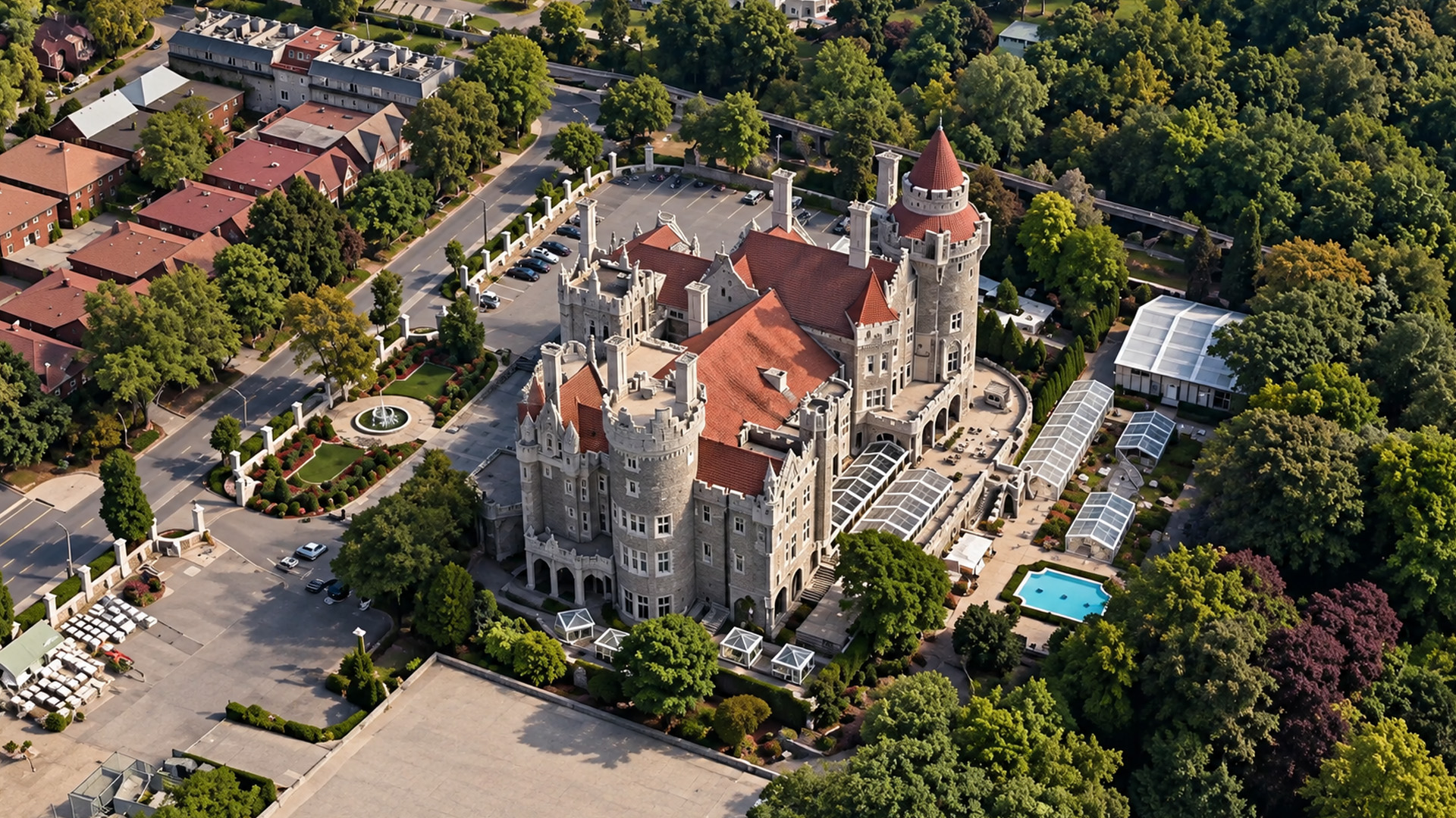 Toronto’s Casa Loma from an aerial view