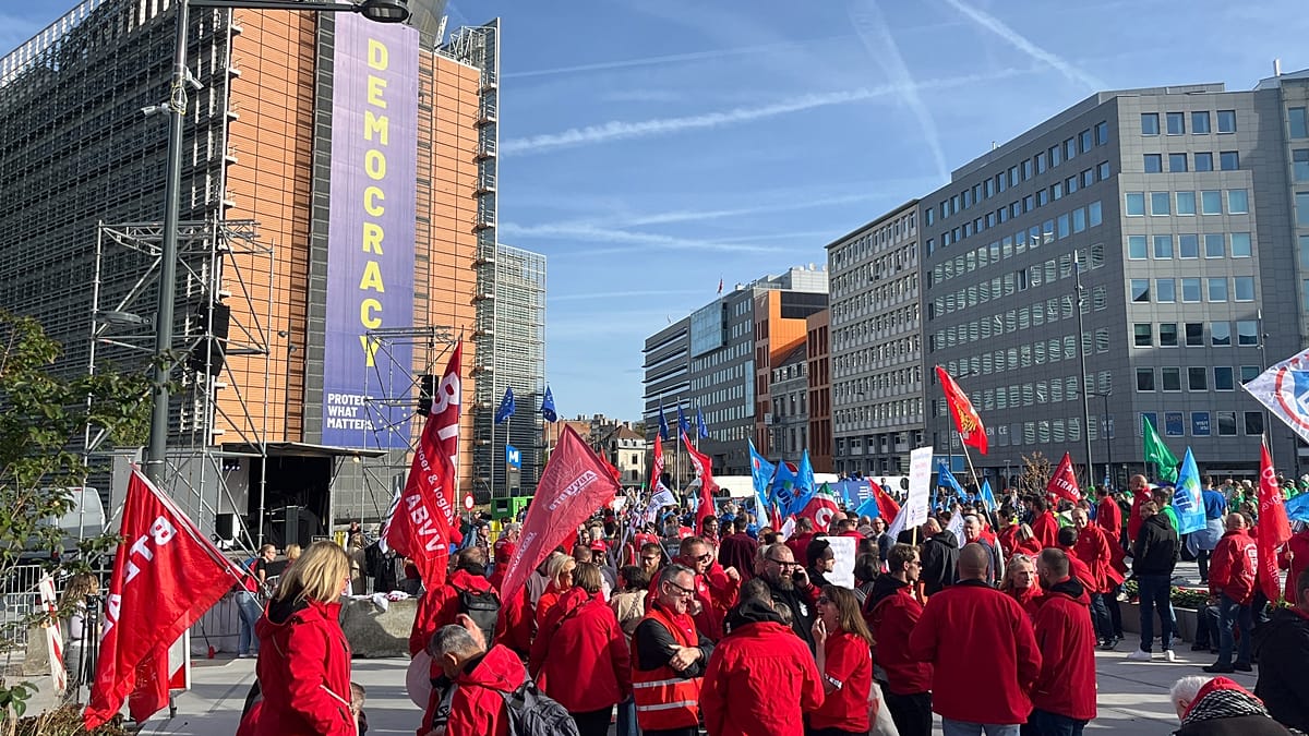 Unions protest EU Inc law, claiming it threatens labour rights