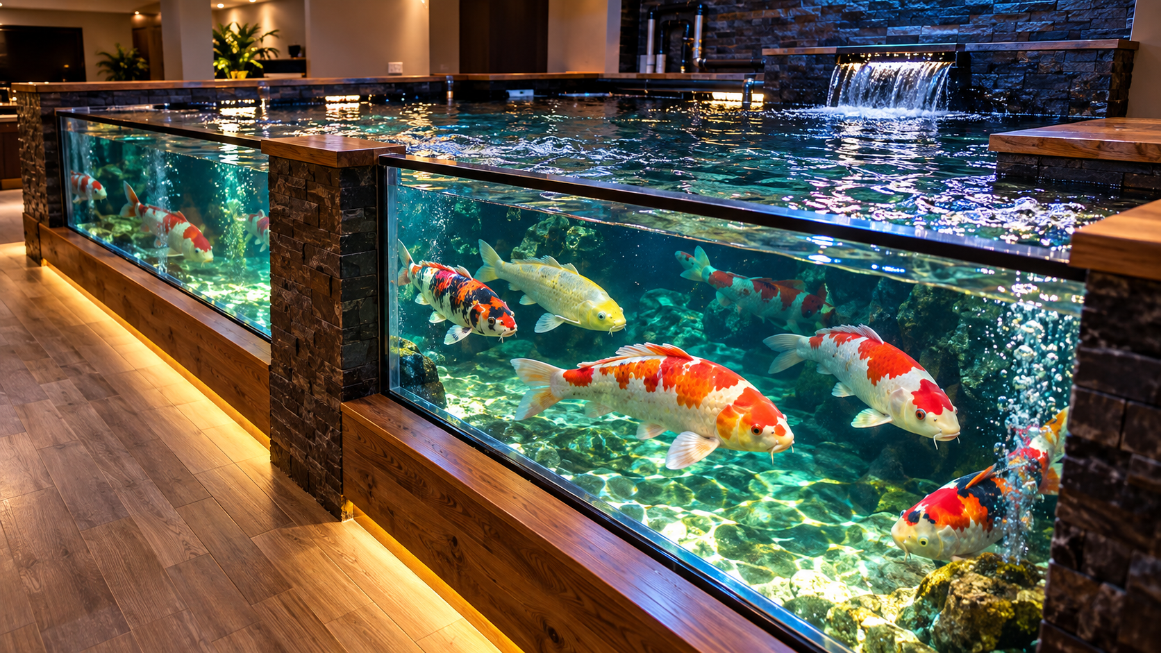 Building a 2,300-gallon indoor koi pond in a basement