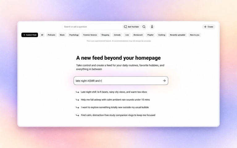 YouTube will use Gemini AI to create custom feeds from your prompts