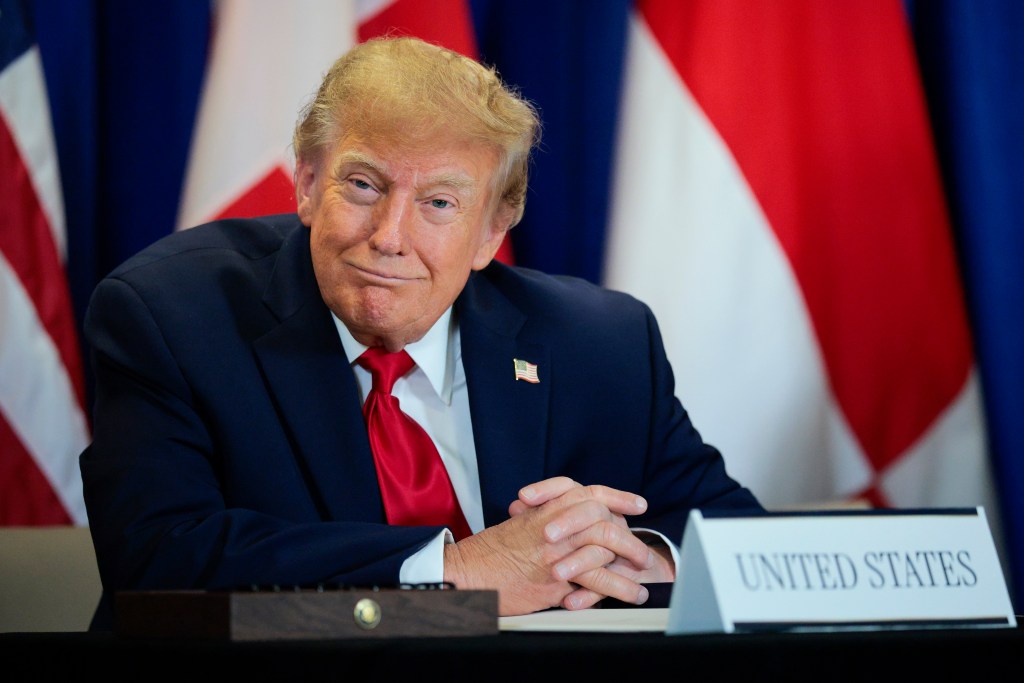 President Donald Trump at the United Nations headquarters in New York on Tuesday.
