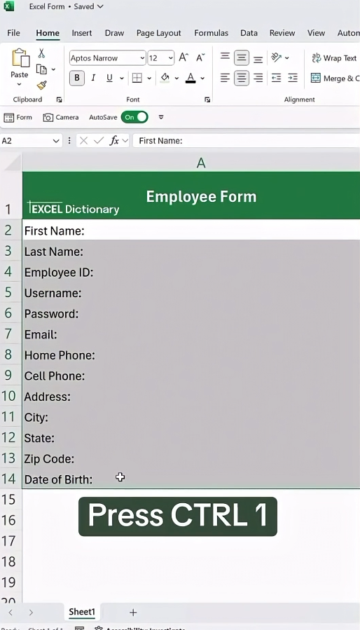 Creating form lines in Excel with a simple formatting trick