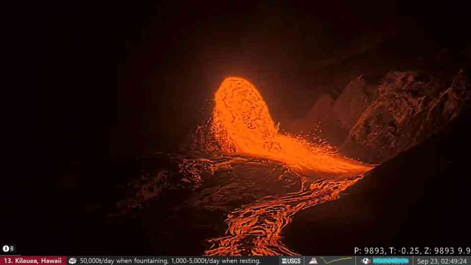 Live volcano camera shows Kīlauea lava surge during episode 55