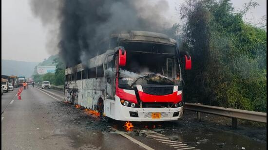 In second bus fire in 12 hours, driver evacuates 14 passengers near Mumbai