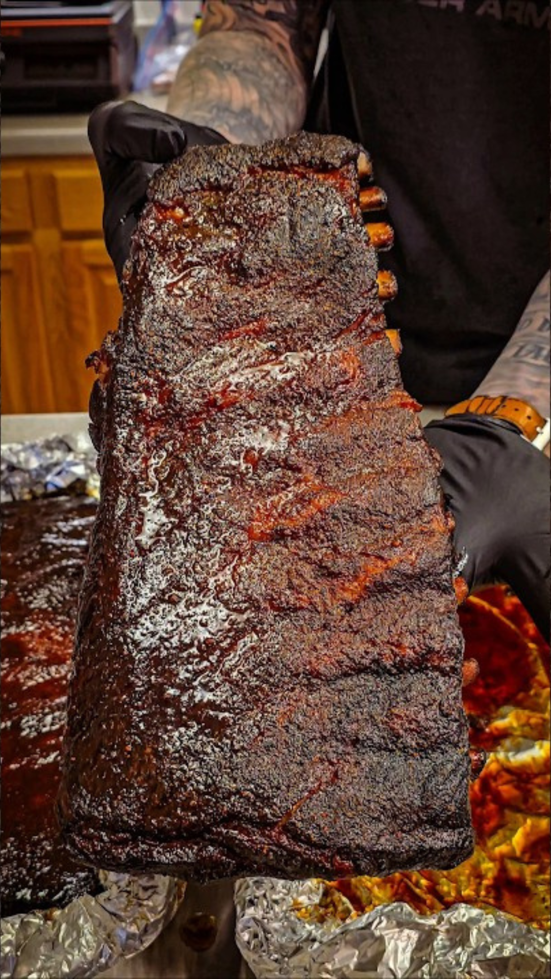 Smoked St. Louis style ribs on a drum smoker