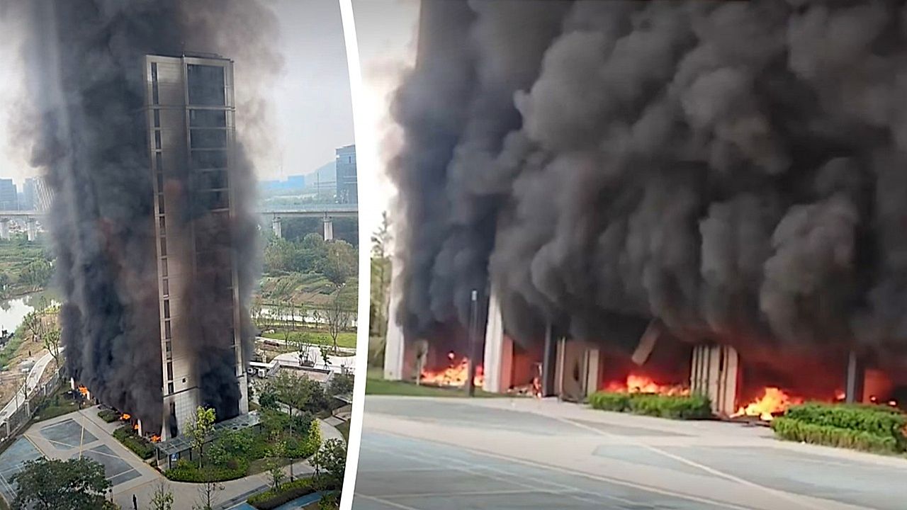 Fire from electric bike park engulfs high-rise building in China