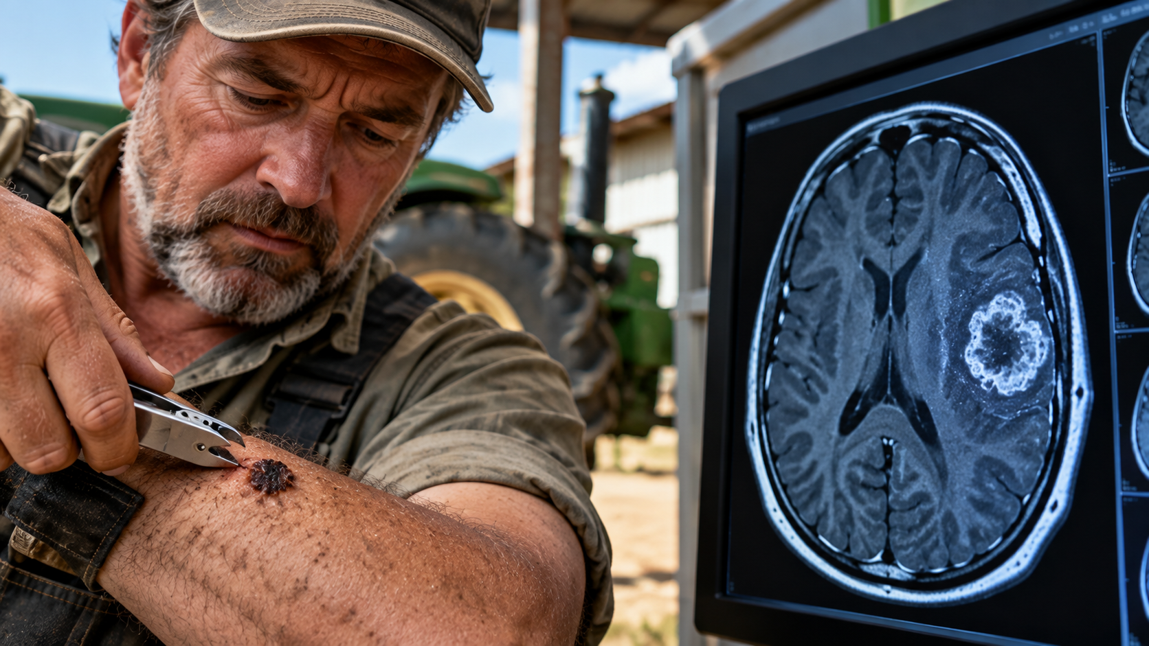 Farmer cut off a rapidly growing skin lesion himself... months later ...
