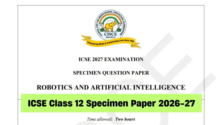 ICSE class 10 robotics and artificial intelligence specimen paper 2026 ...