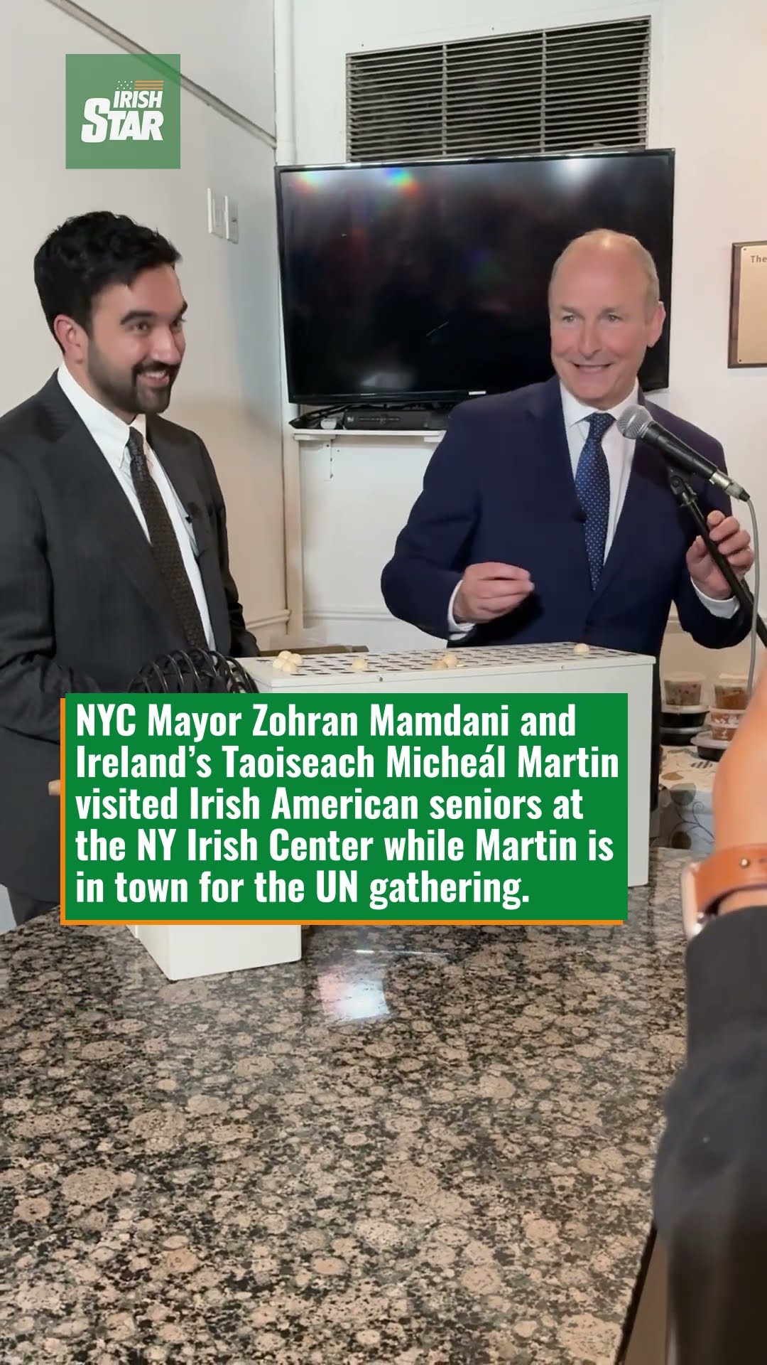 NYC mayor and Irish taoiseach enjoy a game of bingo