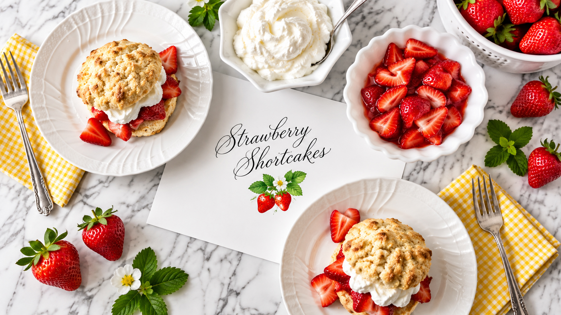 Easy homemade strawberry shortcake recipe with flaky biscuit dough