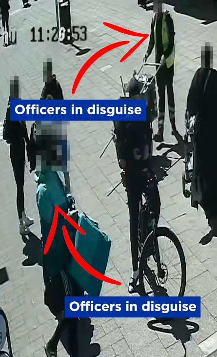 Moment undercover cop posing as Deliveroo rider pounces on wanted man