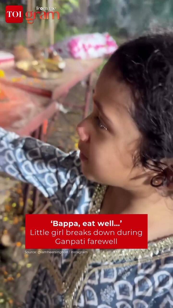 Little girl's emotional goodbye to Ganpati Bappa