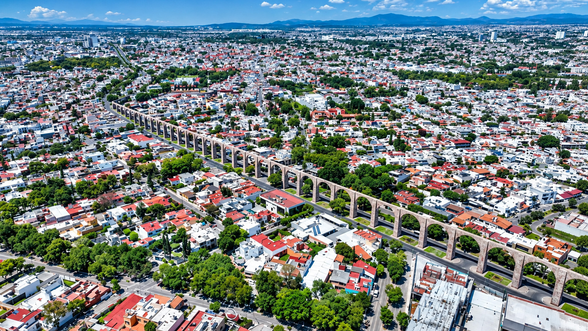 Querétaro’s historic aqueduct stretching through the city