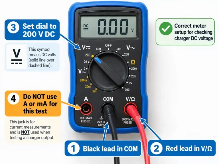 How to test an e-bike charger with a multimeter safely