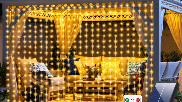 Amazon's waterproof solar light curtain has eight lighting modes for $20
