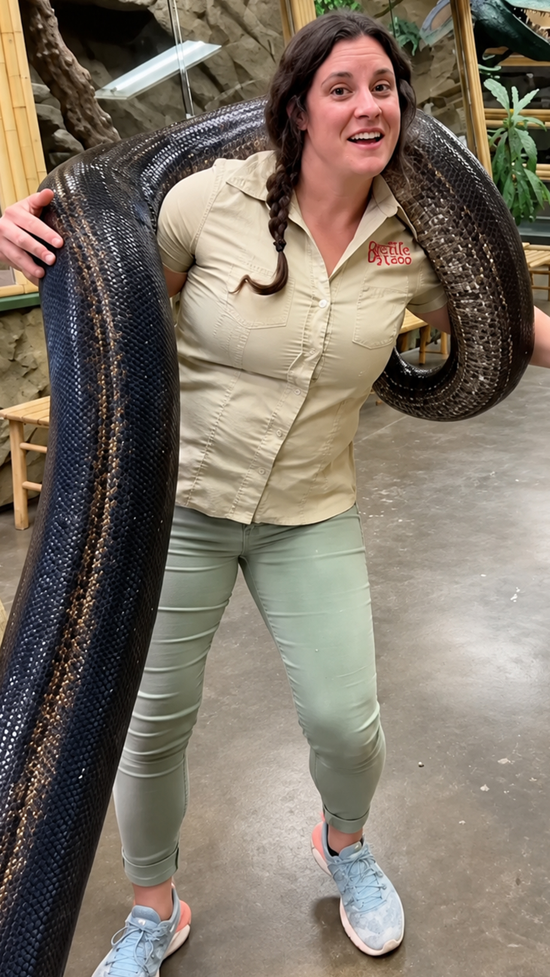 Moving this giant python back home became a full-body workout fast