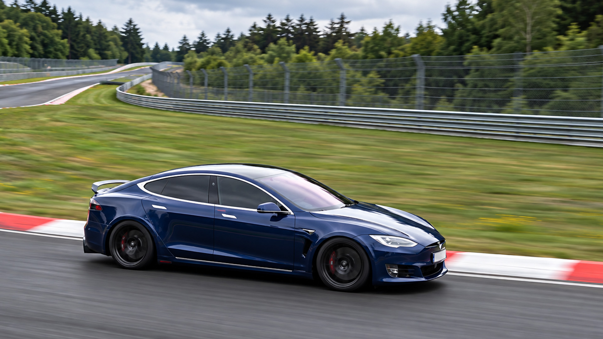 Tesla Model S undergoes high-speed testing on the track